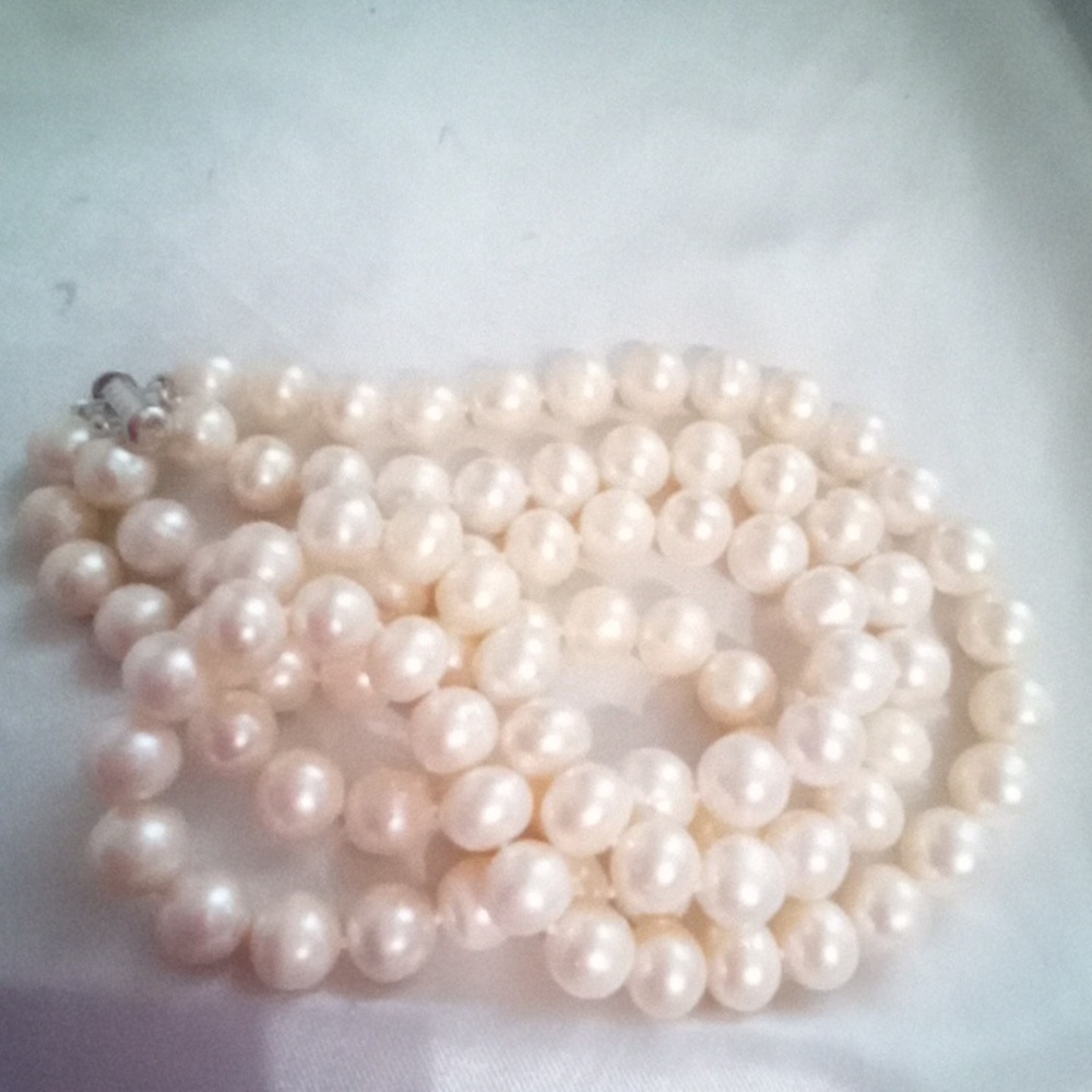 Genuine Pearl Double-Strand Necklace High Quality - Picture 4 of 5